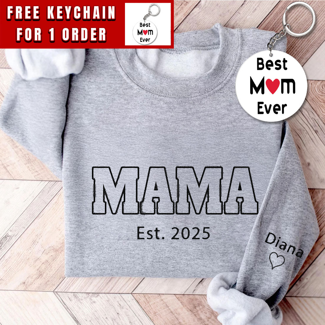 Custom Embroidered Mama Sweatshirt With Kids Names, Mama Sweatshirt Embroidered, Personalized Mimi, Momma, Mama...