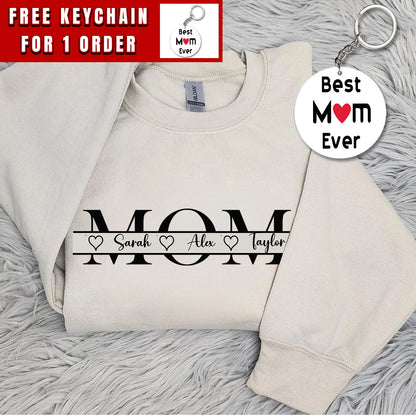 Custom Mama Sweatshirt with Kid Name, Personalized Mom Sweater Minimalist Mommy Custom Gift for Mother, Mom Gift for Her T-Shirt