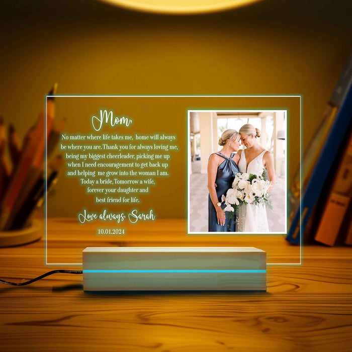 Personalized Mother Of The Bride Night Light, Custom Night Light Lamp, Wedding Gift For Parents, Mother Wedding Gift, Mom Gift from Daughter