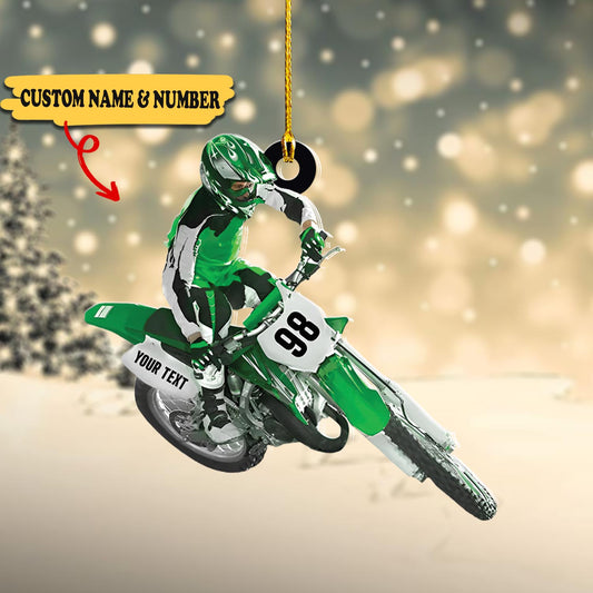 Motocross Biker Custom Shaped Ornament, Ornament Decoration, Ornament For Gift, Ornament Christmas