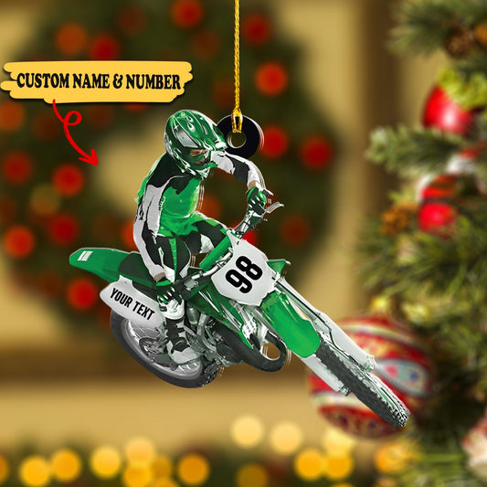Motocross Biker Custom Shaped Ornament, Ornament Decoration, Ornament For Gift, Ornament Christmas