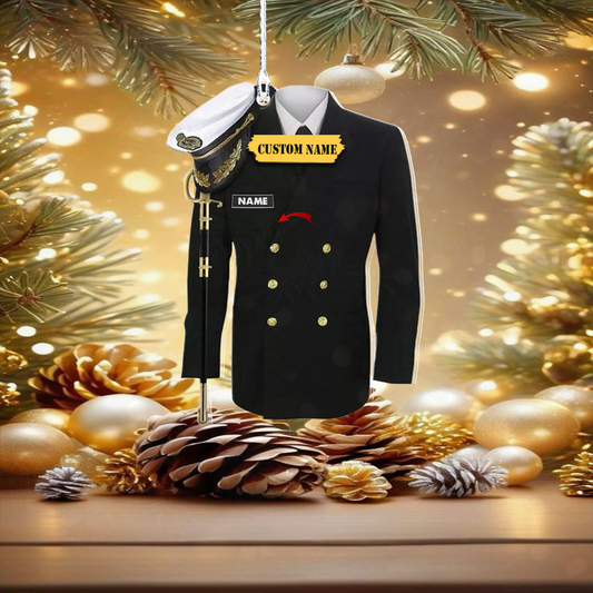 Navy Uniform With Custom Name - Personalized Christmas Ornament, Ornament Decoration, Ornament For Gift, Ornament Christmas