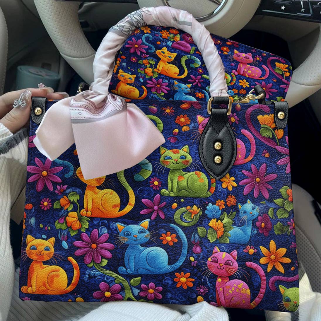 Cat Leather Bag Cute Cats Blossom