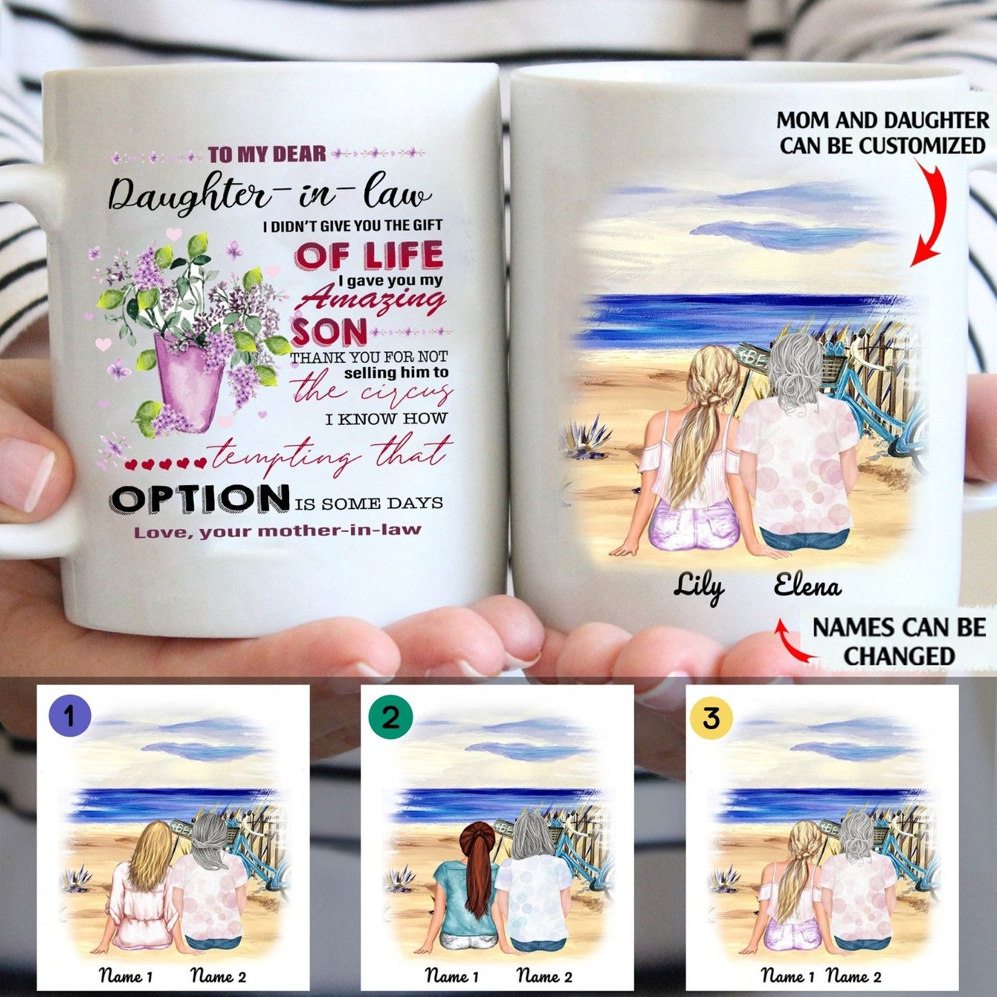 Mother in law to my dear daughter in law personalised gift customized mug coffee mugs gifts custom christmas mugs