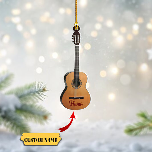 Personalized Acoustic Guitar Ornament, Guitar Christmas Ornament, Guitar Ornament, Christmas Gift For Guitar Lovers, Xmas Tree Decor, Ornament Decoration, Ornament For Gift, Ornament Christmas