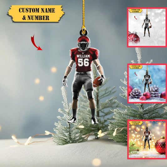 Personalized American Football Acrylic Ornament Christmas Ornament For Football Player, Ornament Decoration, Ornament For Gift, Ornament Christmas