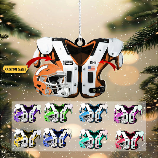 Personalized American Football Shoulder Pads And Helmet Ornament, American Football Christmas ornament, Ornament Decoration, Ornament For Gift, Ornament Christmas
