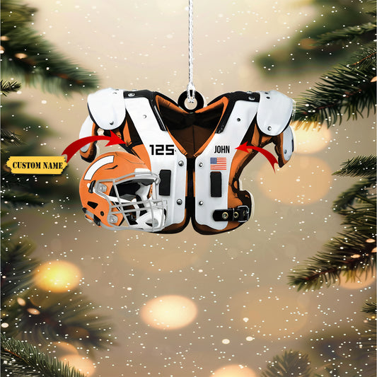 Personalized American Football Shoulder Pads And Helmet Ornament, American Football Christmas ornament, Ornament Decoration, Ornament For Gift, Ornament Christmas
