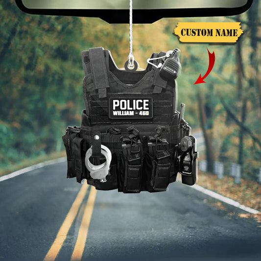 Personalized American Police Or Sheriff With Name And Number Christmas Acrylic Ornament, Ornament For Him, Gift For Him, Ornament Christmas