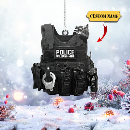 Personalized American Police Or Sheriff With Name And Number Christmas Acrylic Ornament, Ornament For Him, Gift For Him, Ornament Christmas