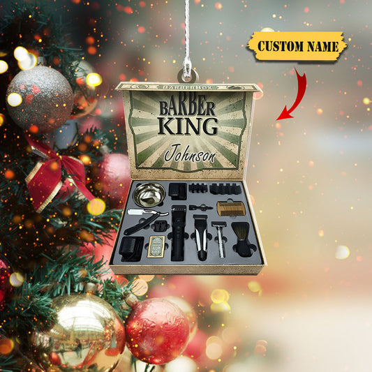 Personalized Baber Box Christmas Ornament for Baber, Gift for Him Barber Shop Owner, Ornament Decoration, Ornament Christmas