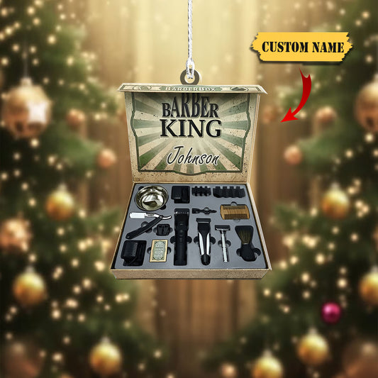 Personalized Baber Box Christmas Ornament for Baber, Gift for Him Barber Shop Owner, Ornament Decoration, Ornament Christmas