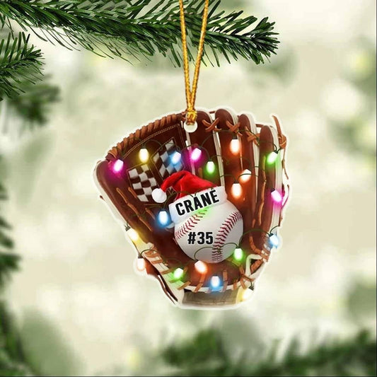 Personalized Baseball Ornament, Custom Name Ornament, Baseball Glove Ornament, Sport Hanger Gift, Gift for Baseball Lover 2, Ornament Decoration, Ornament For Gift, Ornament Christmas
