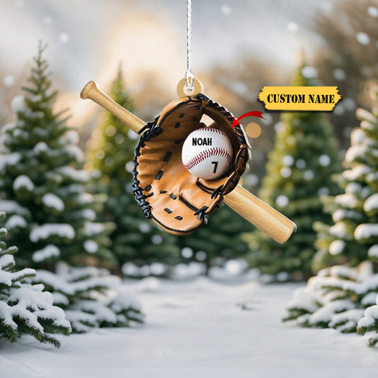 Personalized Baseball Ornament, Custom Name Ornament, Baseball Glove Ornament, Sport Hanger Gift, Gift for Baseball Lover 3, Ornament Decoration, Ornament For Gift, Ornament Christmas
