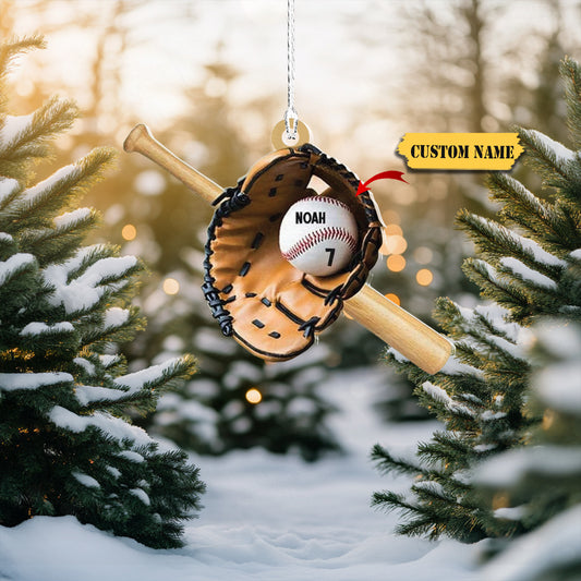 Personalized Baseball Ornament, Custom Name Ornament, Baseball Glove Ornament, Sport Hanger Gift, Gift for Baseball Lover 3, Ornament Decoration, Ornament For Gift, Ornament Christmas