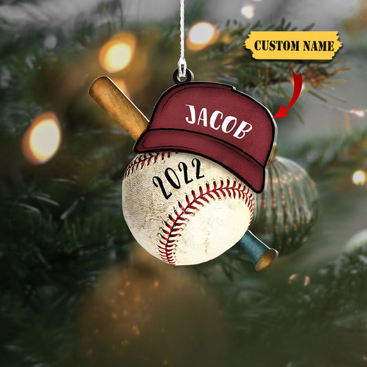 Personalized Baseball Set Helmet Glove Ornaments, Custom Name Ornament, Baseball Catcher Gear Ornament_Style 3_Pack 1 12, Ornament Decoration, Ornament For Gift, Ornament Christmas