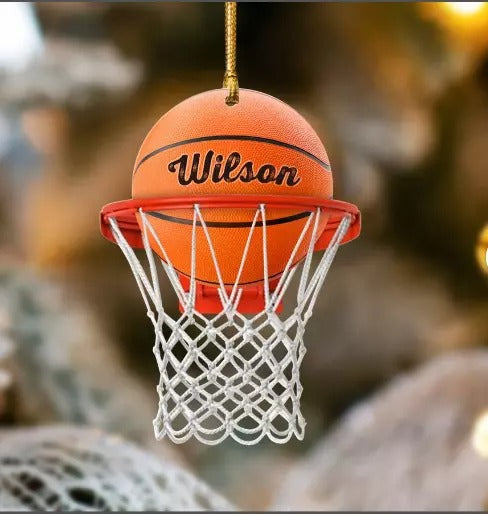Personalized Basketball Ornament, Basketball Hoop Christmas 2D Flat Ornament,, Ornament Decoration, Ornament For Gift, Ornament Christmas