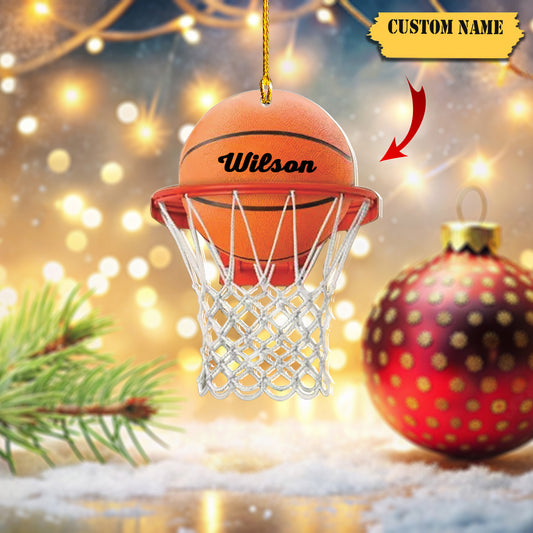 Personalized Basketball Ornament, Basketball Hoop Christmas 2D Flat Ornament,, Ornament Decoration, Ornament For Gift, Ornament Christmas