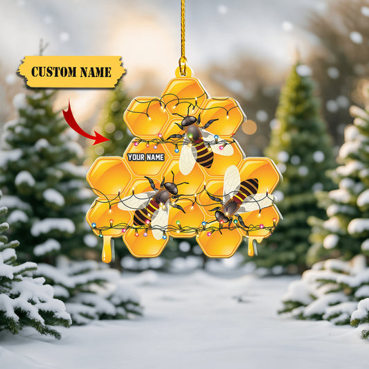 Personalized Bee Ornament, Bee Christmas Ornament, 2D Acrylic Ornament, Christmas Tree Bee Ornament, Bee Lovers Beekeepers Decor Home, Ornament Decoration, Ornament For Gift, Ornament Christmas