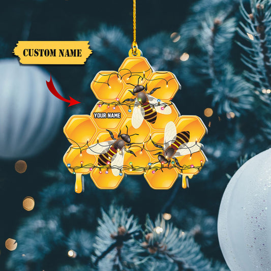 Personalized Bee Ornament, Bee Christmas Ornament, 2D Acrylic Ornament, Christmas Tree Bee Ornament, Bee Lovers Beekeepers Decor Home, Ornament Decoration, Ornament For Gift, Ornament Christmas
