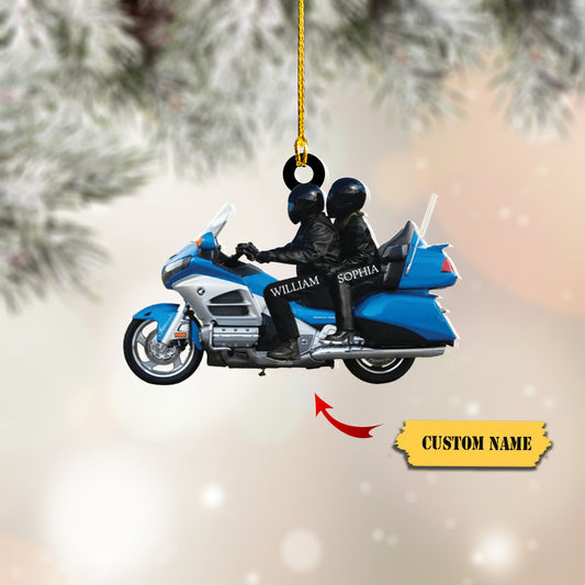 Personalized Biker Couple Motorcycle Ornament, Christmas Gift For Couple 1, Ornament Decoration, Ornament For Gift, Ornament Christmas