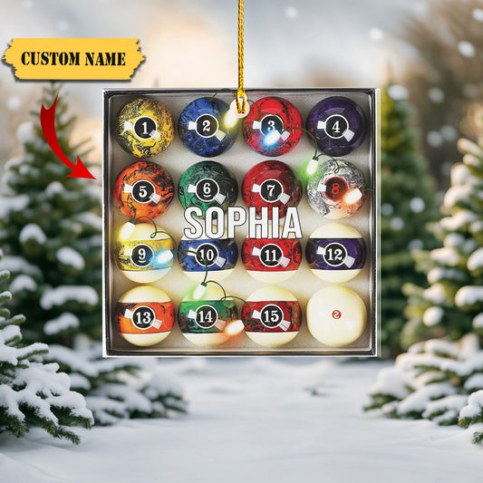 Personalized Billiards Pool Christmas Acrylic Ornaments, Ornament Decoration, Ornament For Gift, Ornament Christmas