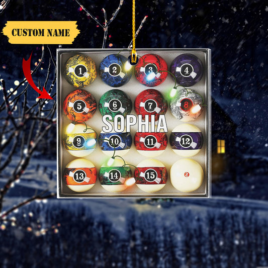 Personalized Billiards Pool Christmas Acrylic Ornaments, Ornament Decoration, Ornament For Gift, Ornament Christmas