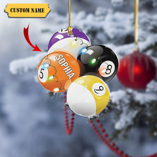 Personalized Billiards Pool Christmas Acrylic Ornaments,2, Ornament Decoration, Ornament For Gift, Ornament Christmas