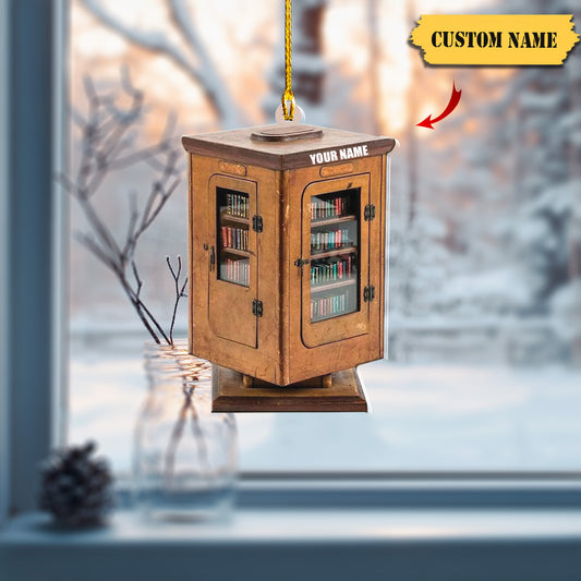 Personalized Bookshelf Christmas Ornament, Librarian Book Ornament, Lover Bookwo, Ornament Decoration, Ornament For Gift, Ornament Christmas