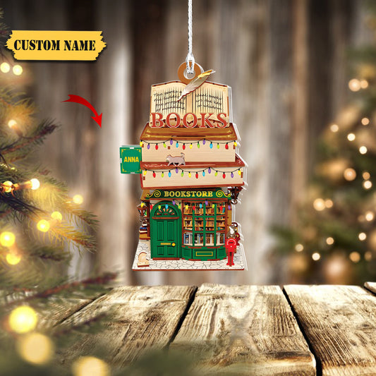 Personalized Bookstore Ornament, Christmas Acylic Ornament, Gift For Book Lover, Ornament For Book Lovers,Cute Ornament,Christmas Gifts Idea, Ornament Decoration, Ornament For Gift, Ornament Christmas