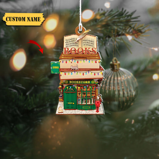 Personalized Bookstore Ornament, Christmas Acylic Ornament, Gift For Book Lover, Ornament For Book Lovers,Cute Ornament,Christmas Gifts Idea, Ornament Decoration, Ornament For Gift, Ornament Christmas
