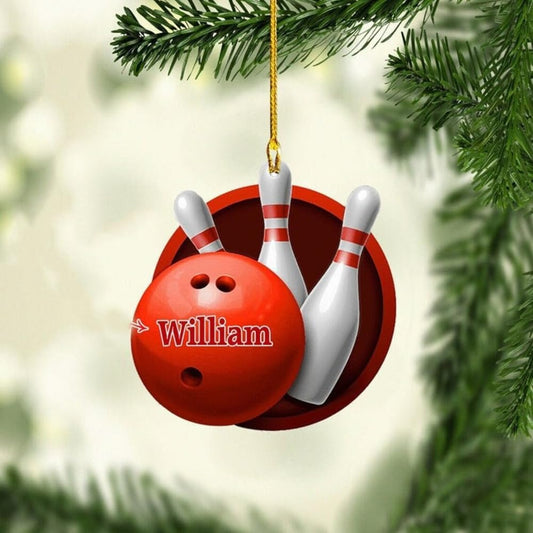 Personalized Bowling Ornament, Gifts Bowling Team, Bowling Xmas, Personalized Bowling Alley & Ball Christmas Ornament, Custom 2D Flat Ornament, Ornament Decoration, Ornament For Gift, Ornament Christmas