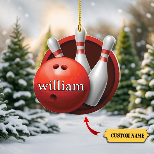 Personalized Bowling Ornament, Gifts Bowling Team, Bowling Xmas, Personalized Bowling Alley & Ball Christmas Ornament, Custom 2D Flat Ornament, Ornament Decoration, Ornament For Gift, Ornament Christmas