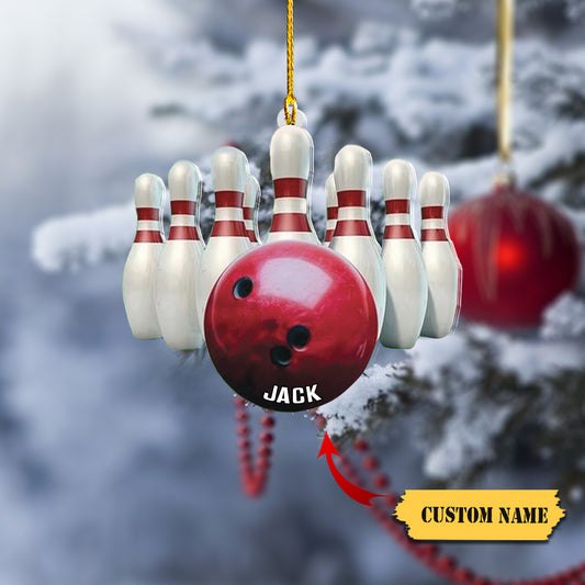 Personalized Bowling Ornament, Gifts Bowling Team, Bowling Xmas, Personalized Name Bowling Ornament, Christmas Bowling Hanging Ornament, Ornament Decoration, Ornament For Gift, Ornament Christmas