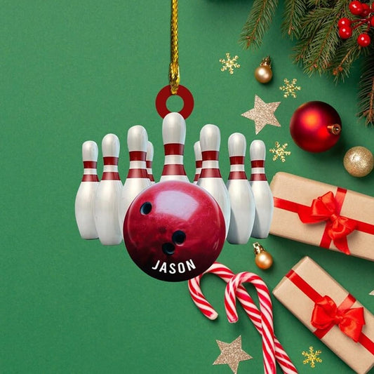 Personalized Bowling Ornament, Gifts Bowling Team, Bowling Xmas, Personalized Name Bowling Ornament, Christmas Bowling Hanging Ornament, Ornament Decoration, Ornament For Gift, Ornament Christmas