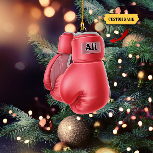Personalized Boxing Glove Acrylic Christmas Ornament - Housewarming Gift, Sports Lover, Ornament Decoration, Ornament For Gift, Ornament Christmas