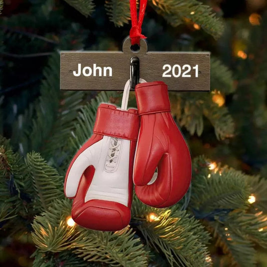 Personalized Boxing Gloves Christmas Ornament, Custom Boxing Ornament, Gift For, Ornament Decoration, Ornament For Gift, Ornament Christmas