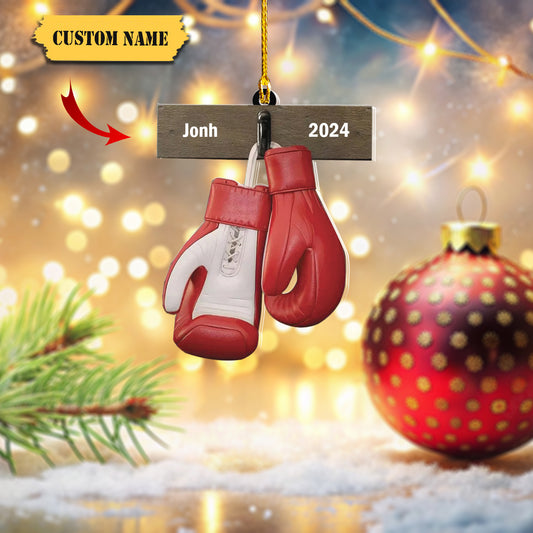 Personalized Boxing Gloves Christmas Ornament, Custom Boxing Ornament, Gift For, Ornament Decoration, Ornament For Gift, Ornament Christmas