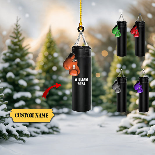 Personalized Boxing Ornament, Boxing Gloves Christmas Light Ornament, Custom Boxing Ornament, Kick Boxing Ornament, Gift for Boxing Lovers 3, Ornament Decoration, Ornament For Gift, Ornament Christmas