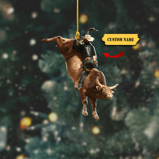 Personalized Bull Riding Ornament - Gift Idea For Cowboy, Ornament Decoration, Ornament For Gift, Ornament Christmas