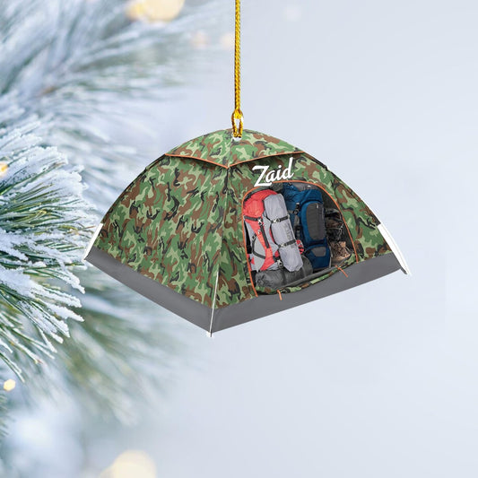 Personalized Camper Ornament Custom Camping Ornament, Tent Ornament RV Camping Ornament, Happy Gifts for Camping Lovers, Travel Camping Backpacked Hanging, Ornament Decoration, Ornament For Gift, Ornament Christmas