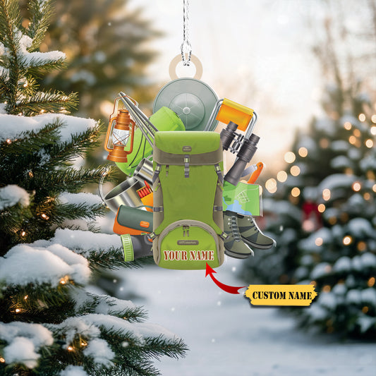 Personalized Camping Backpack Christmas Ornament, Camper Adventure Xmas Ornament 3434, Ornament Decoration, Ornament For Gift, Ornament Christmas