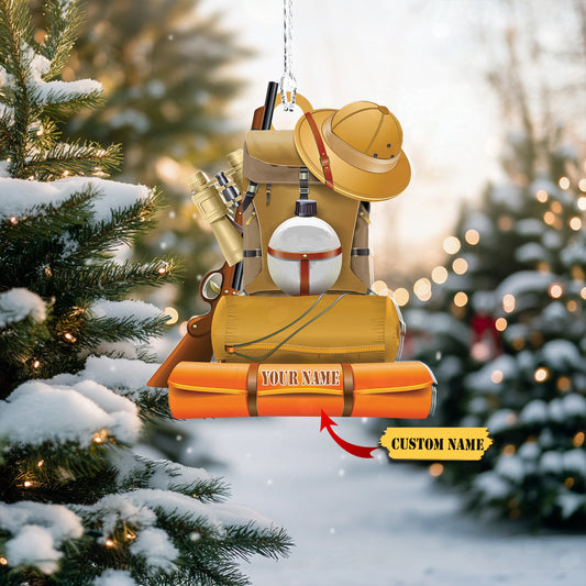Personalized Camping Backpack Christmas Ornament, Camper Adventure Xmas Ornament, Ornament Decoration, Ornament For Gift, Ornament Christmas