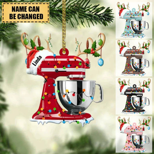 Personalized Christmas Reindeer Baking Mixer Ornament for Baker, Gift for Mom Who loves Baking, Ornament Decoration, Ornament For Gift, Ornament Christmas