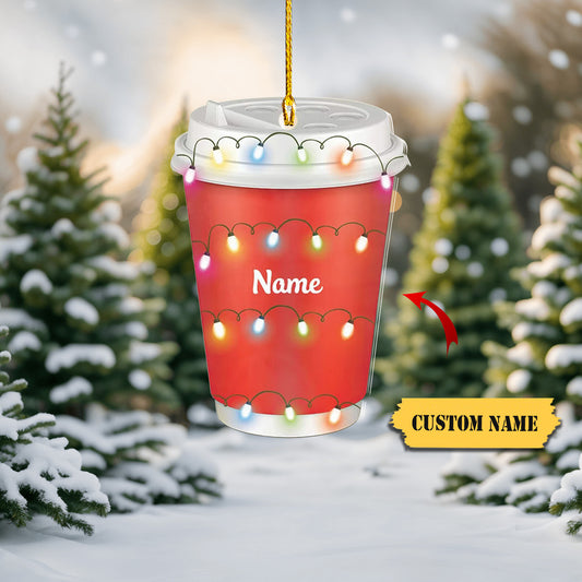 Personalized Coffee Cup Christmas Light Ornament, Custom Car Ornament, Ornament Decoration, Ornament For Gift, Ornament Christmas