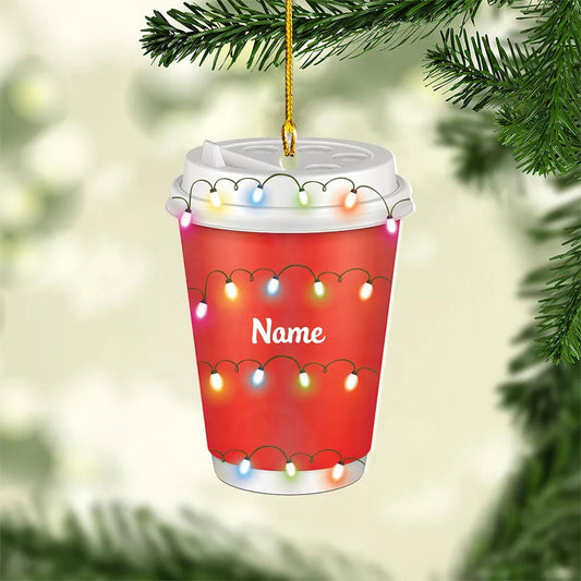 Personalized Coffee Cup Christmas Light Ornament, Custom Car Ornament, Ornament Decoration, Ornament For Gift, Ornament Christmas