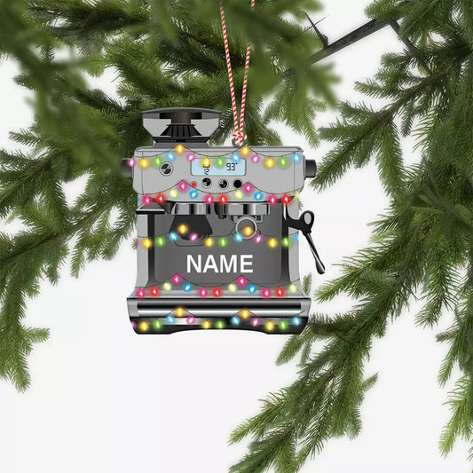 Personalized Coffee Machine Car Ornament, Coffee Barista Christmas Ornament 2, Ornament Decoration, Ornament For Gift, Ornament Christmas