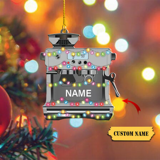 Personalized Coffee Machine Car Ornament, Coffee Barista Christmas Ornament 2, Ornament Decoration, Ornament For Gift, Ornament Christmas