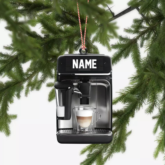 Personalized Coffee Machine Car Ornament, Coffee Barista Christmas Ornament 3, Ornament Decoration, Ornament For Gift, Ornament Christmas