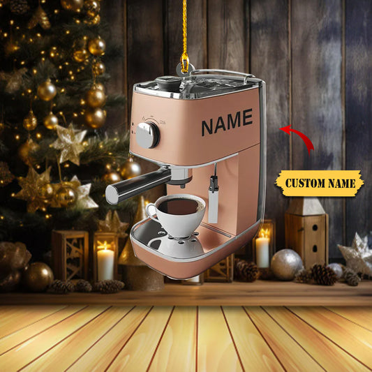 Personalized Coffee Machine Car Ornament, Coffee Barista Christmas Ornament 4, Ornament Decoration, Ornament For Gift, Ornament Christmas